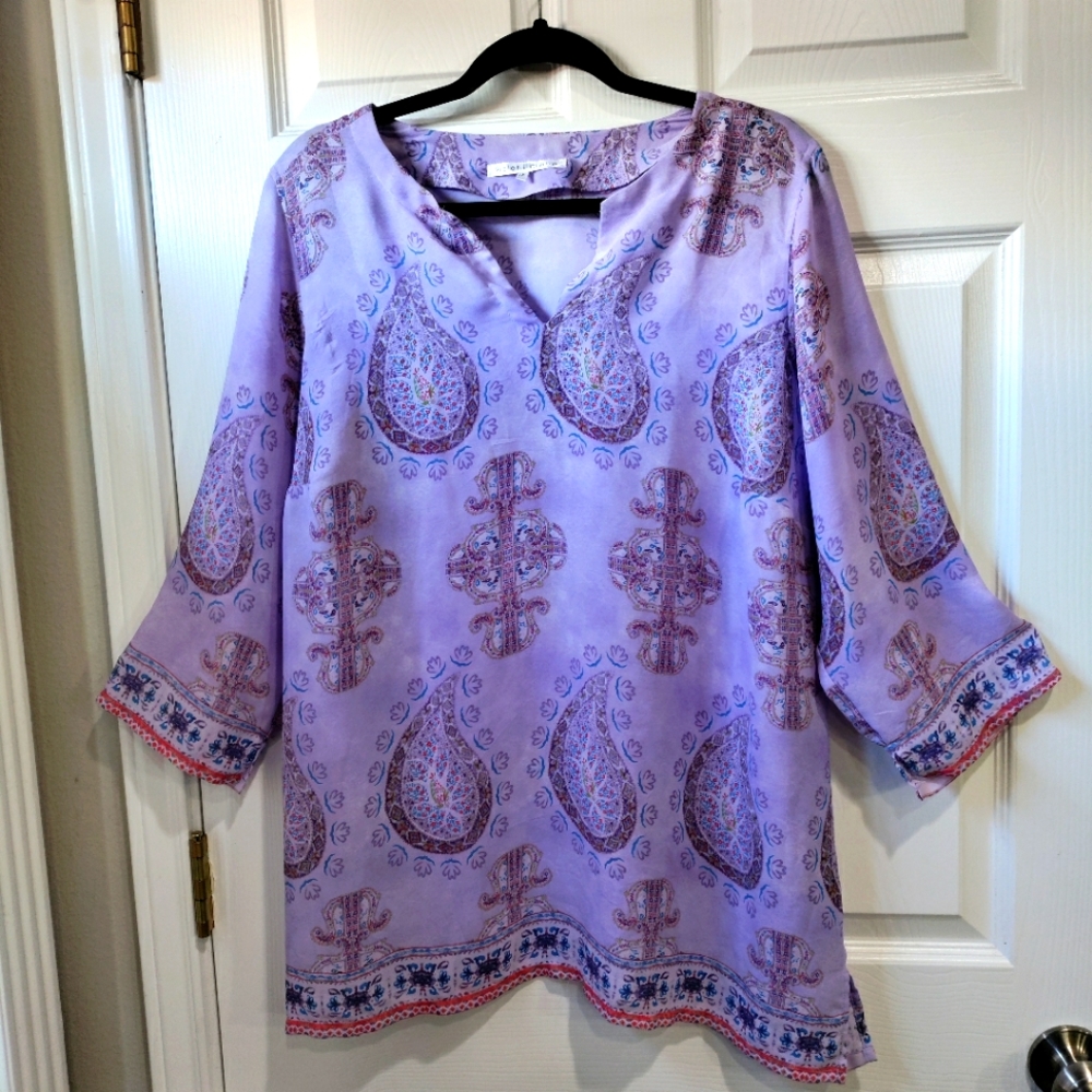 Violet & Claire sheer purple Paisley blouse women's size 1X